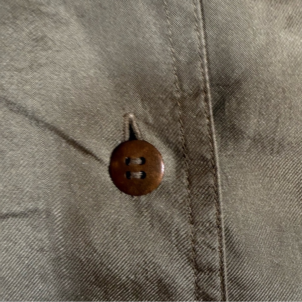 Diversions‎ 100 Silk Button Down Sage Safari M Top Oversized Long Sleeve Utility - Picture 7 of 12